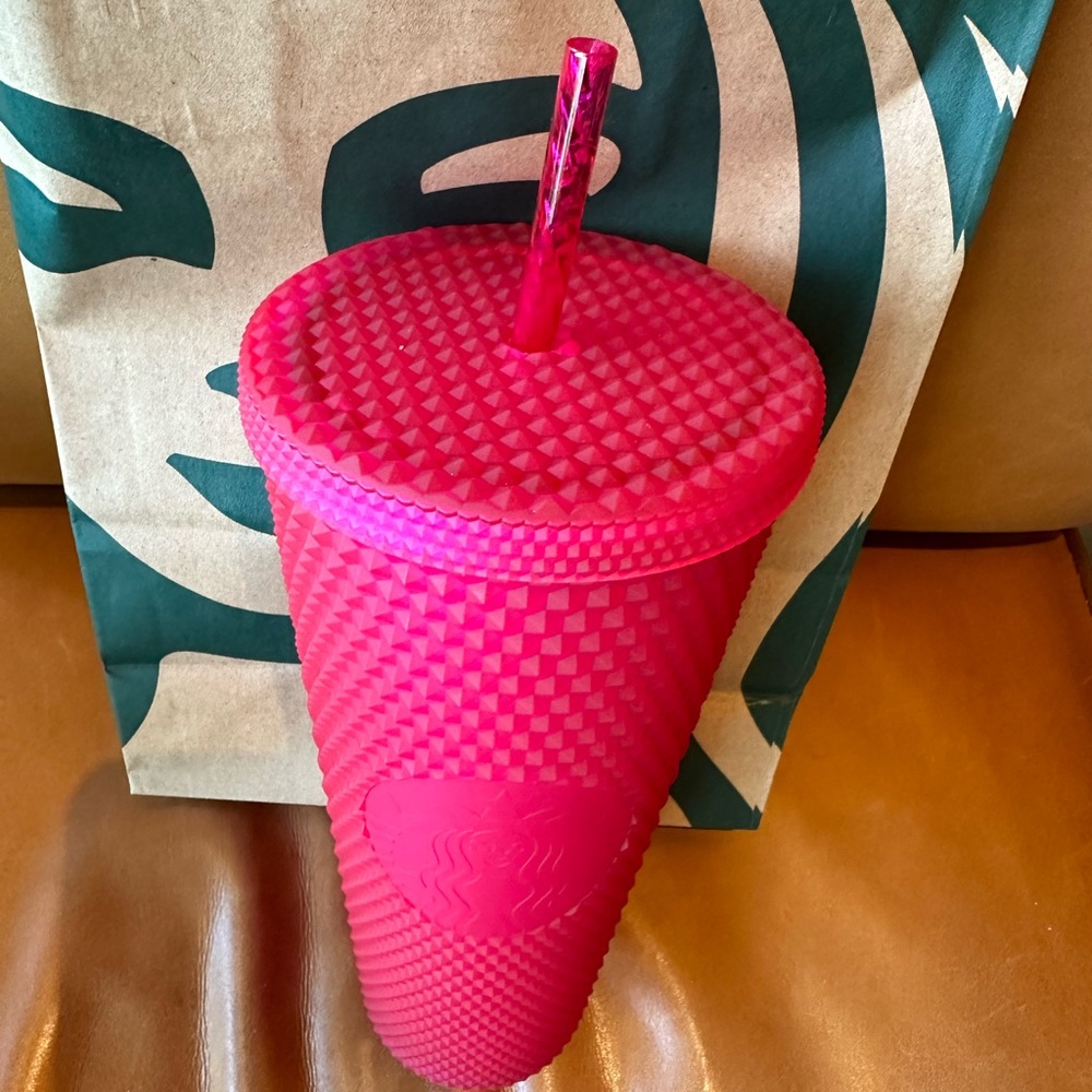Starbucks Tumbler Ruby Pink Studded Venti 24oz - Spring 2023 - Picture 3 of 5